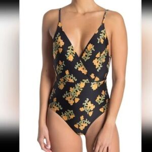 NWT VIX Madalena one piece swimsuit black orange floral size medium